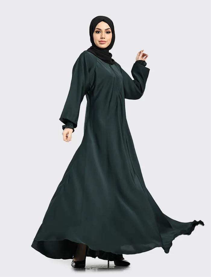 Green Mid Zip Umbrella Abaya